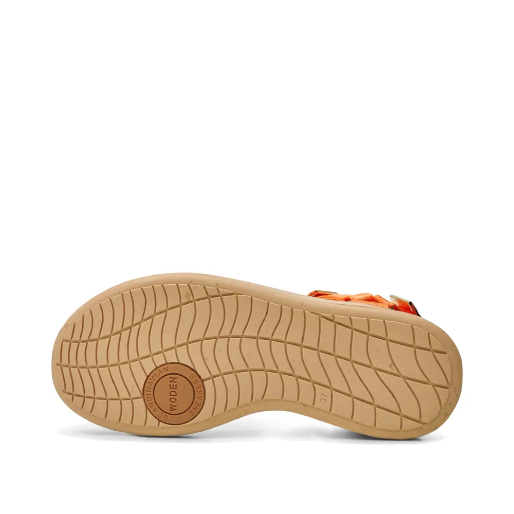 Woden Women's Line Strap Sandal in Tiger Orange