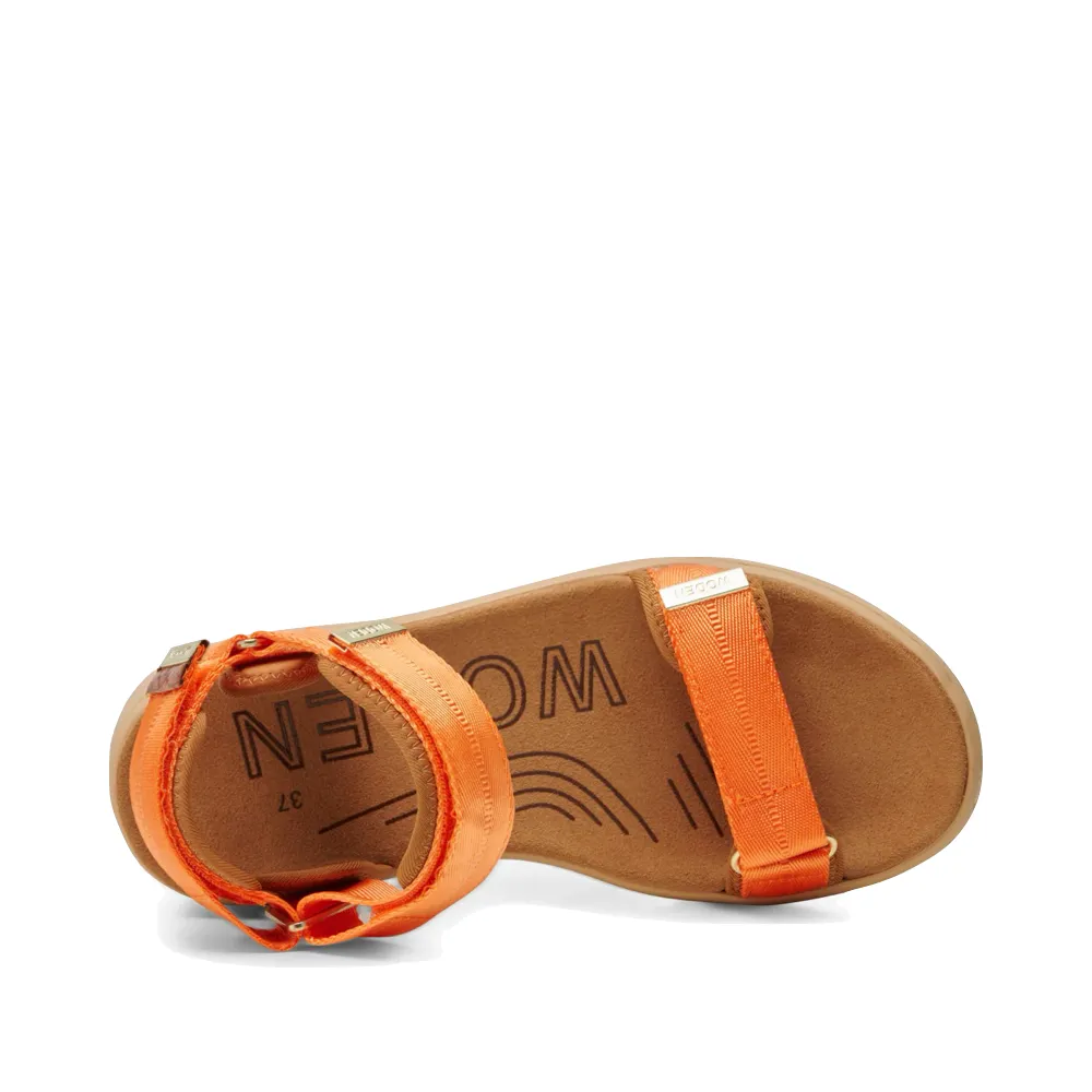 Woden Women's Line Strap Sandal in Tiger Orange