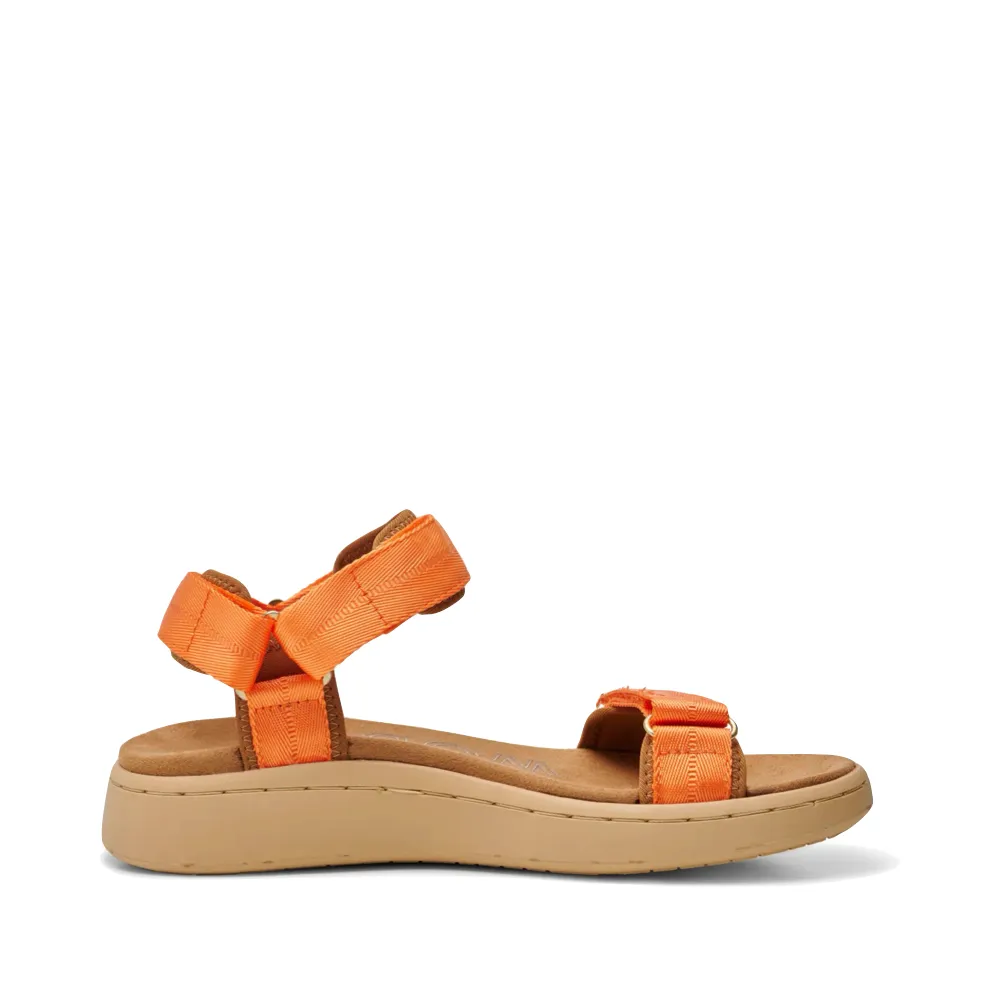 Woden Women's Line Strap Sandal in Tiger Orange