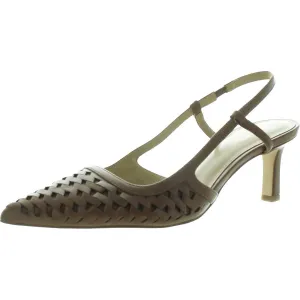Womens Braided Leather Slingback Heels