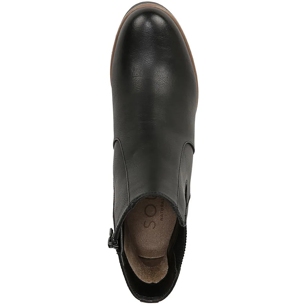 Womens Faux Leather Almond Toe Ankle Boots
