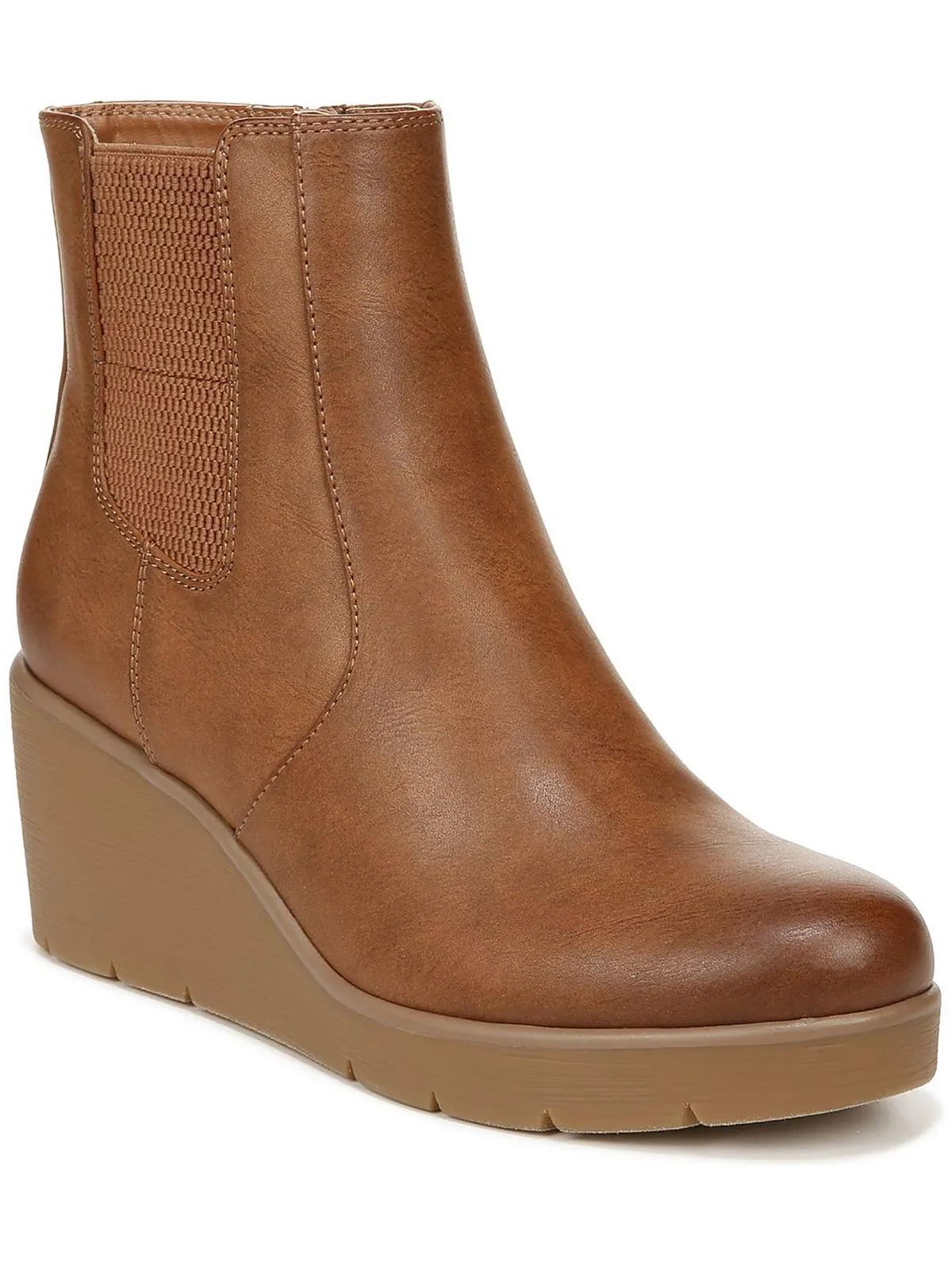 Womens Faux Leather Almond Toe Ankle Boots