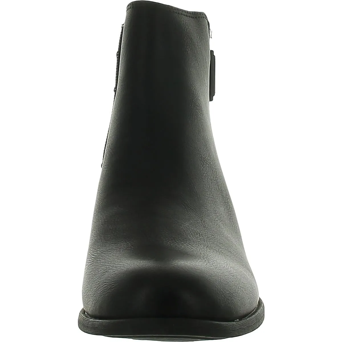 Womens Faux Leather Block Heel Ankle Boots