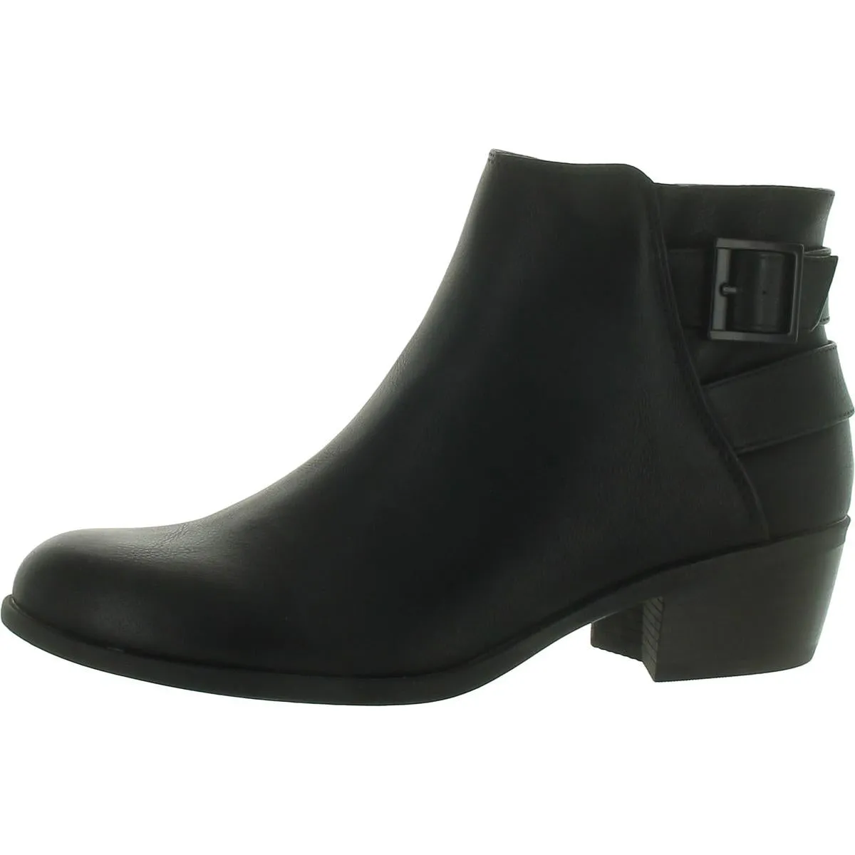 Womens Faux Leather Block Heel Ankle Boots