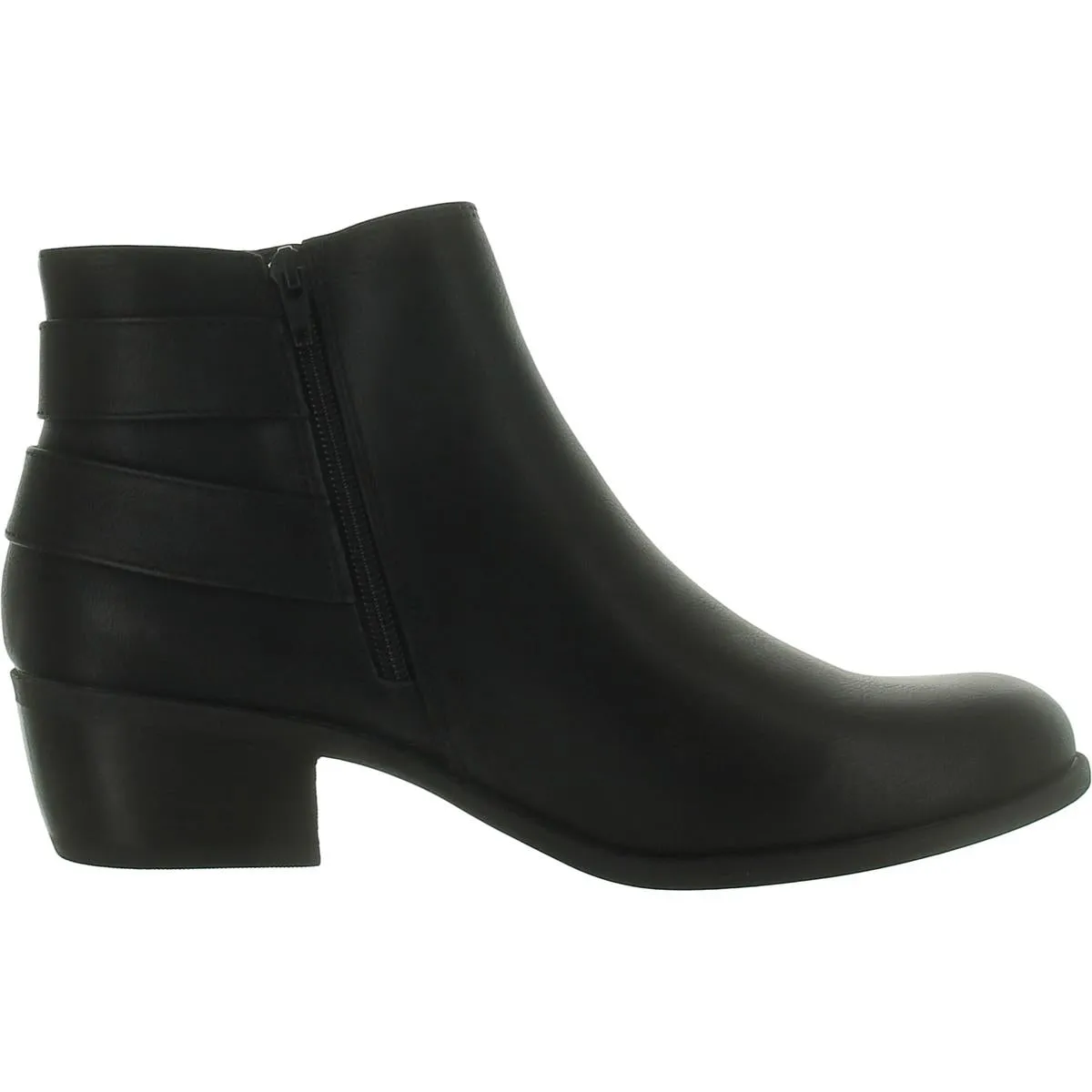 Womens Faux Leather Block Heel Ankle Boots
