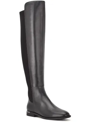 Womens Faux Leather Embossed Over-The-Knee Boots