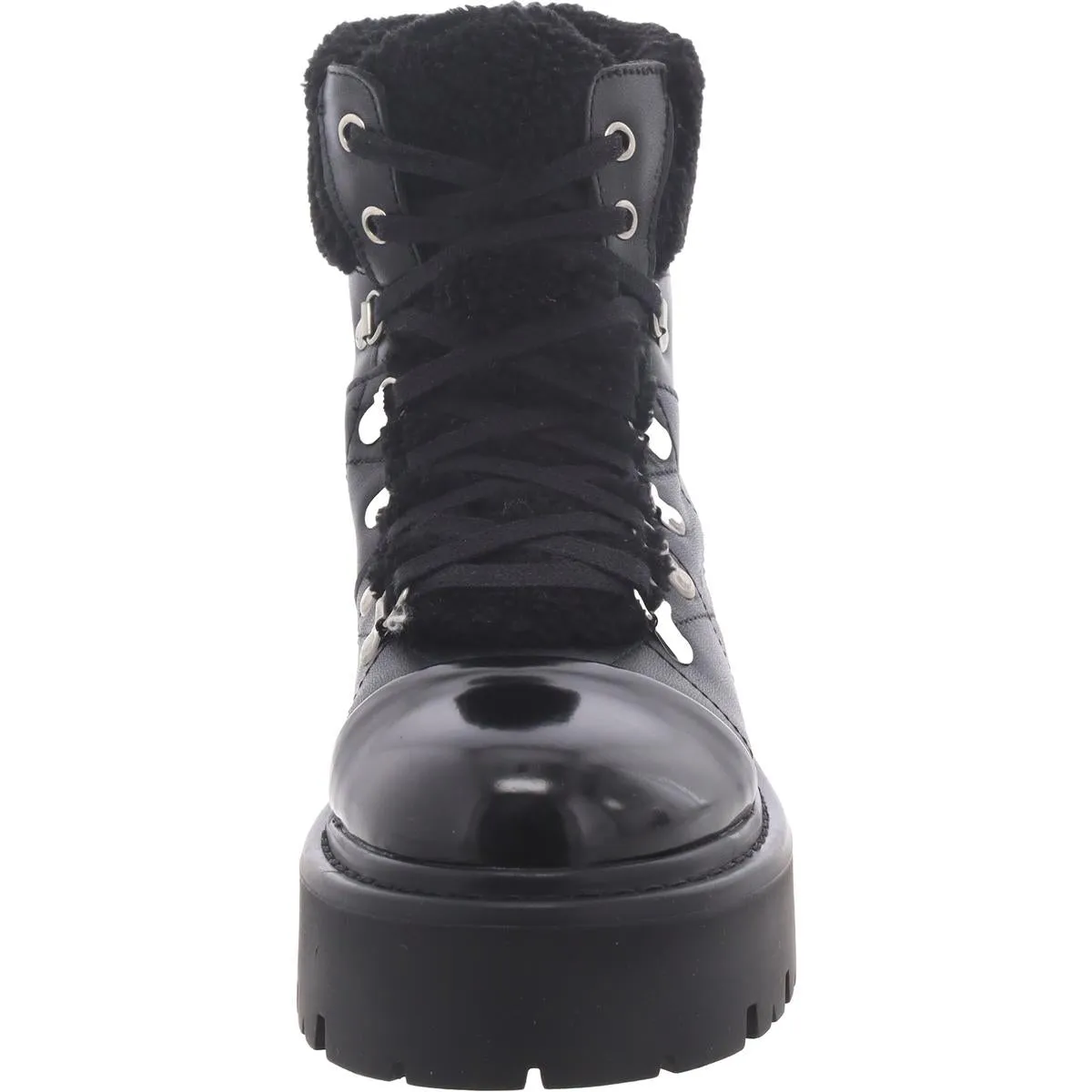 Womens Faux Suede Block Heel Shearling Boots