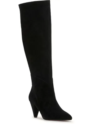 Womens Faux Suede Zipper Knee-High Boots
