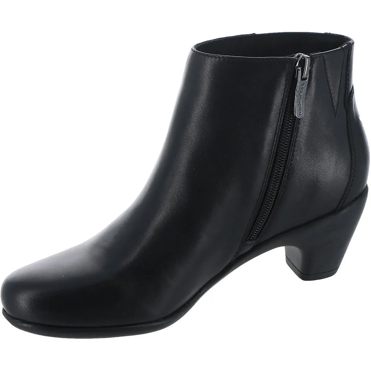 Womens Leather Block Heel Ankle Boots