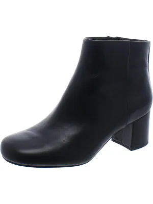 Womens Leather Block Heel Ankle Boots