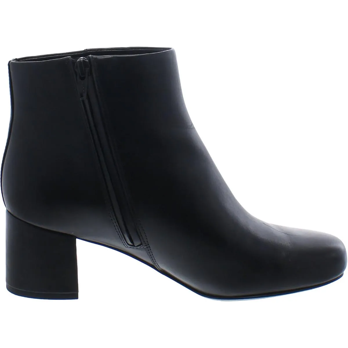 Womens Leather Block Heel Ankle Boots