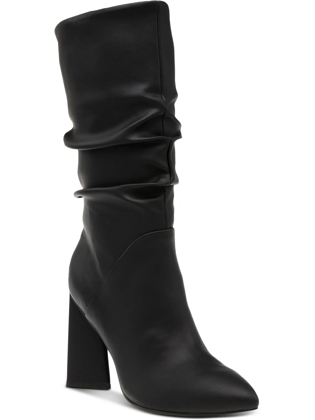 Womens Leather High Heel Mid-Calf Boots