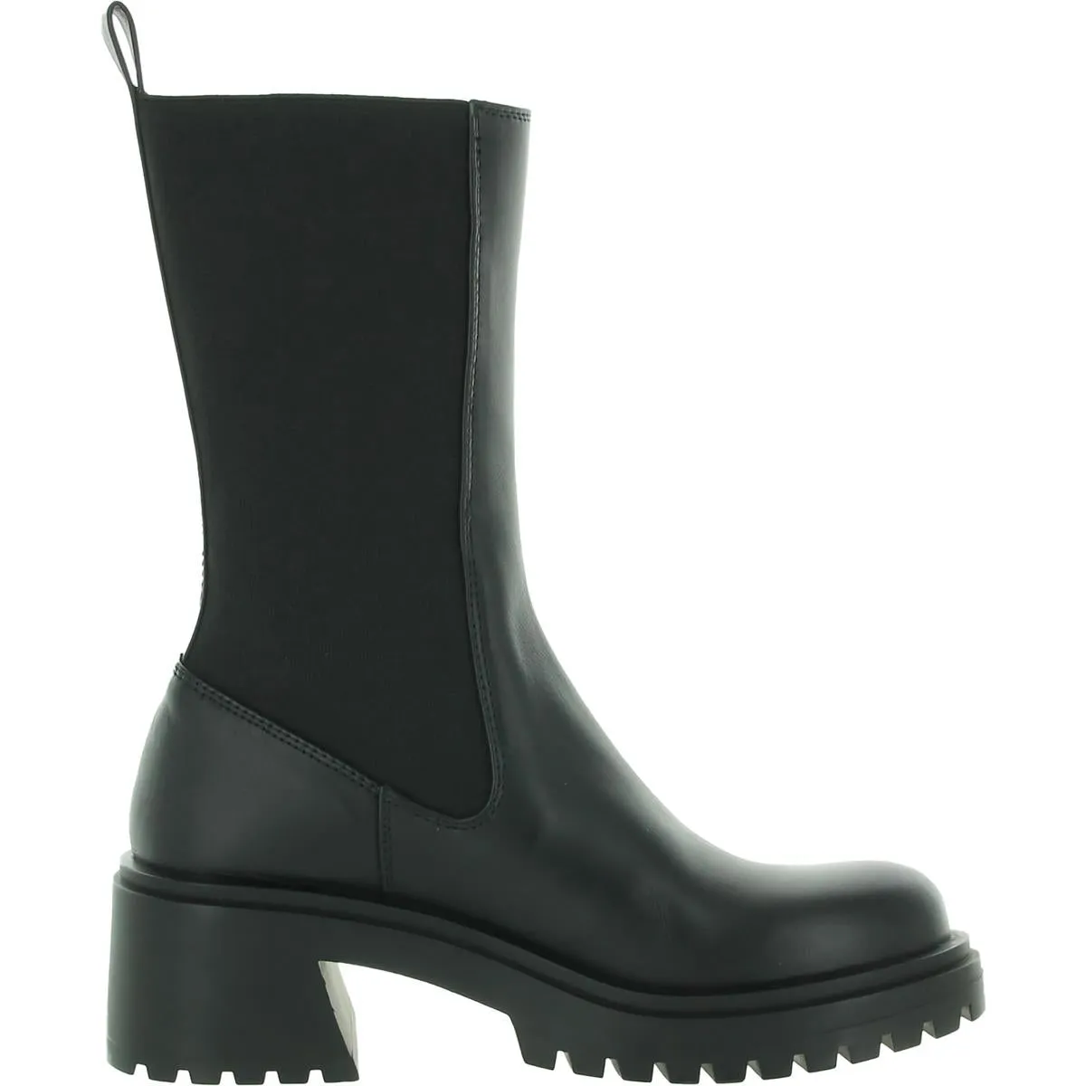 Womens Leather Stretch Mid-Calf Boots