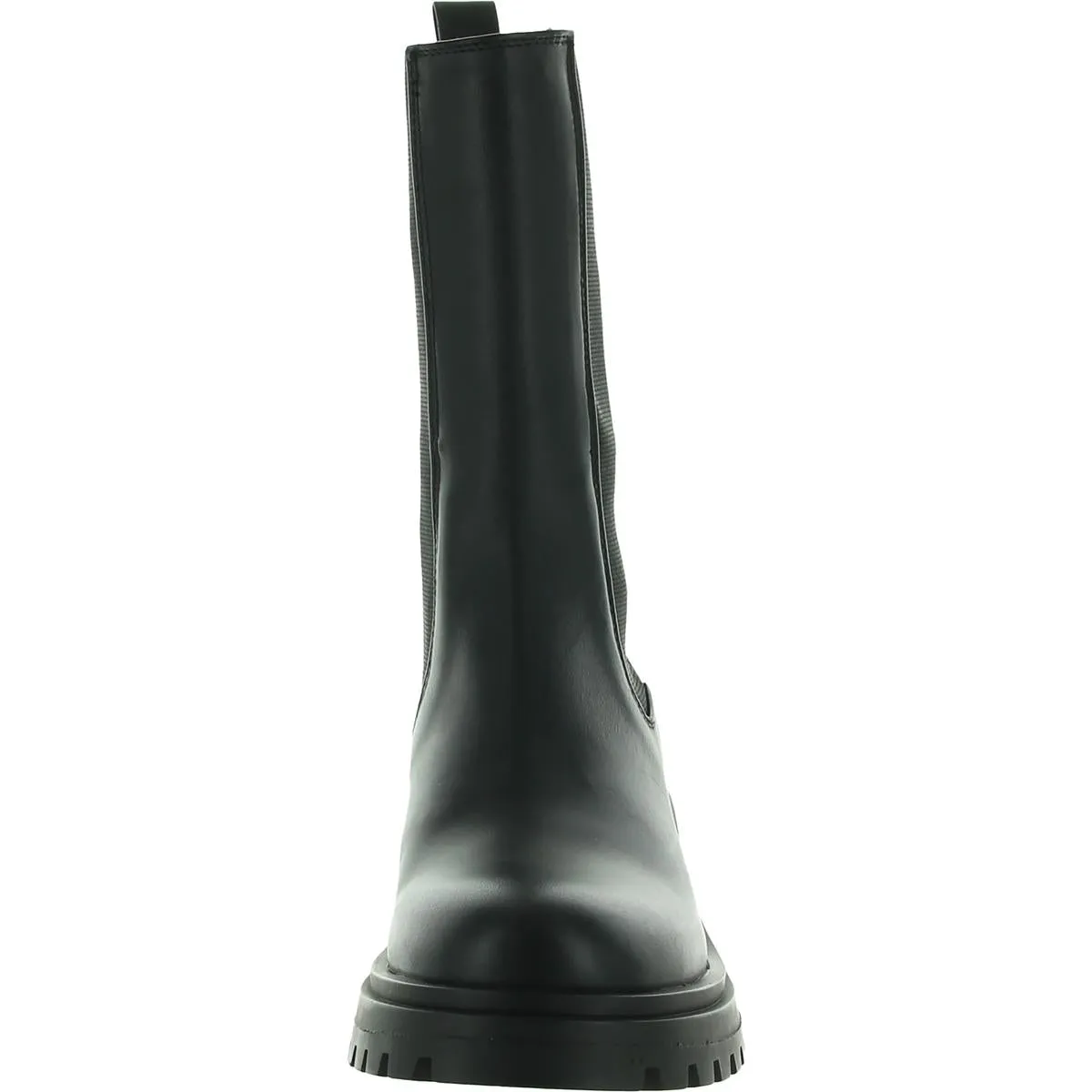 Womens Leather Stretch Mid-Calf Boots