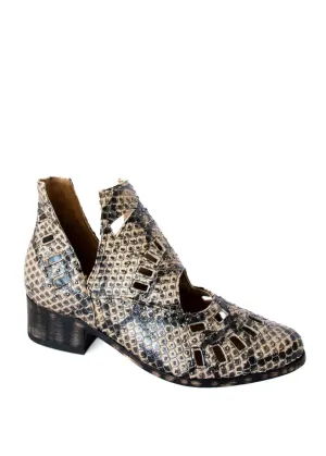 Women's Reedy Cut Out Ankle Snakeskin Boot In Taupe Leather