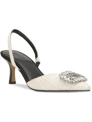 Womens Rhinestone Ankle Strap Slingback Heels
