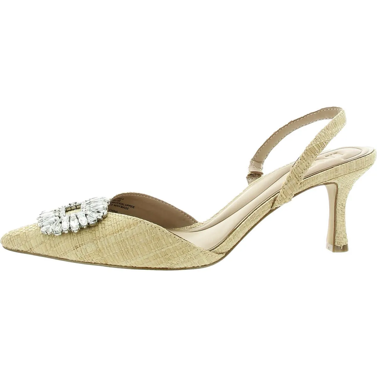 Womens Rhinestone Ankle Strap Slingback Heels