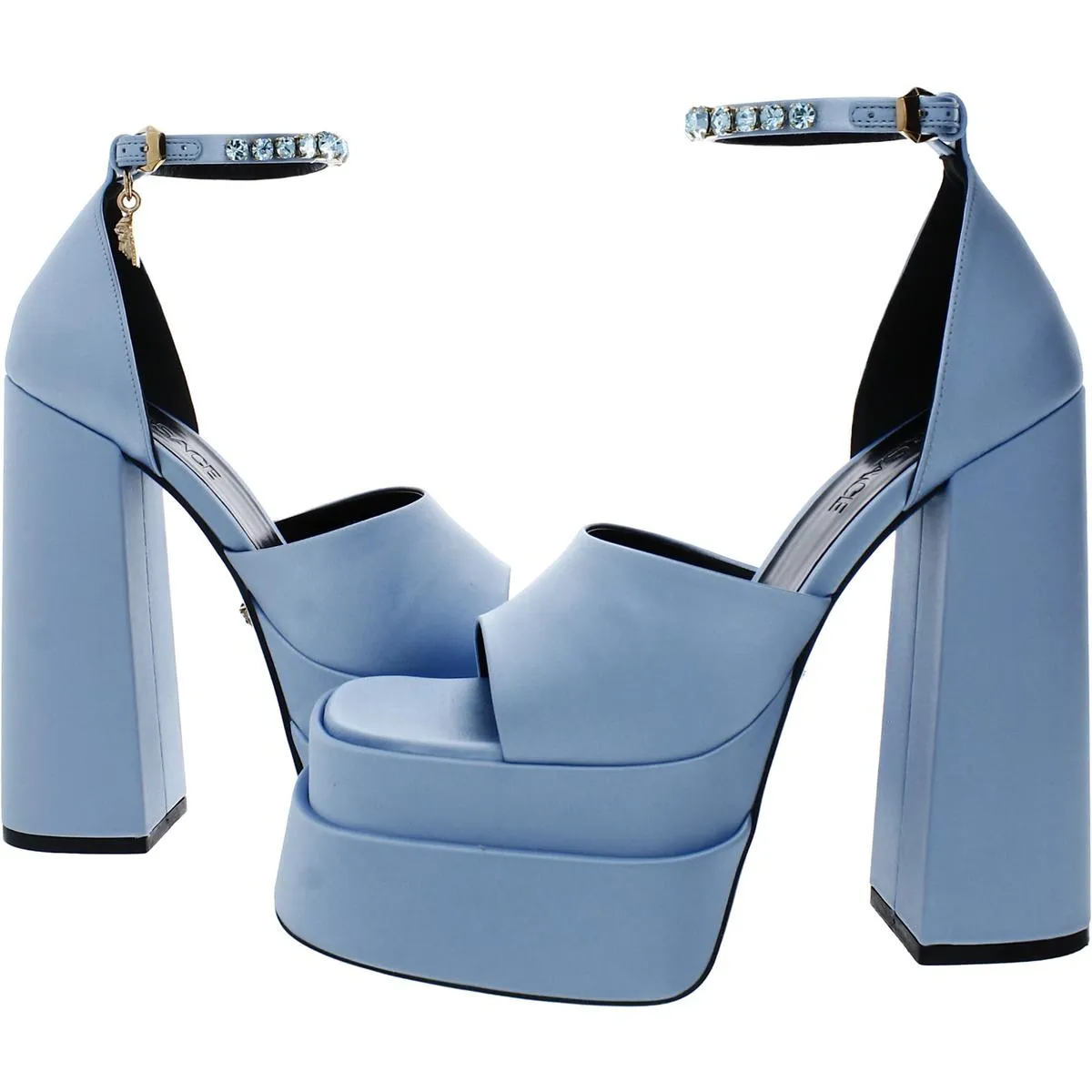Womens Satin Ankle Strap Heels