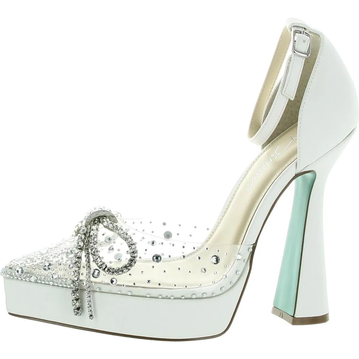 Womens Satin Embellished Platform Heels