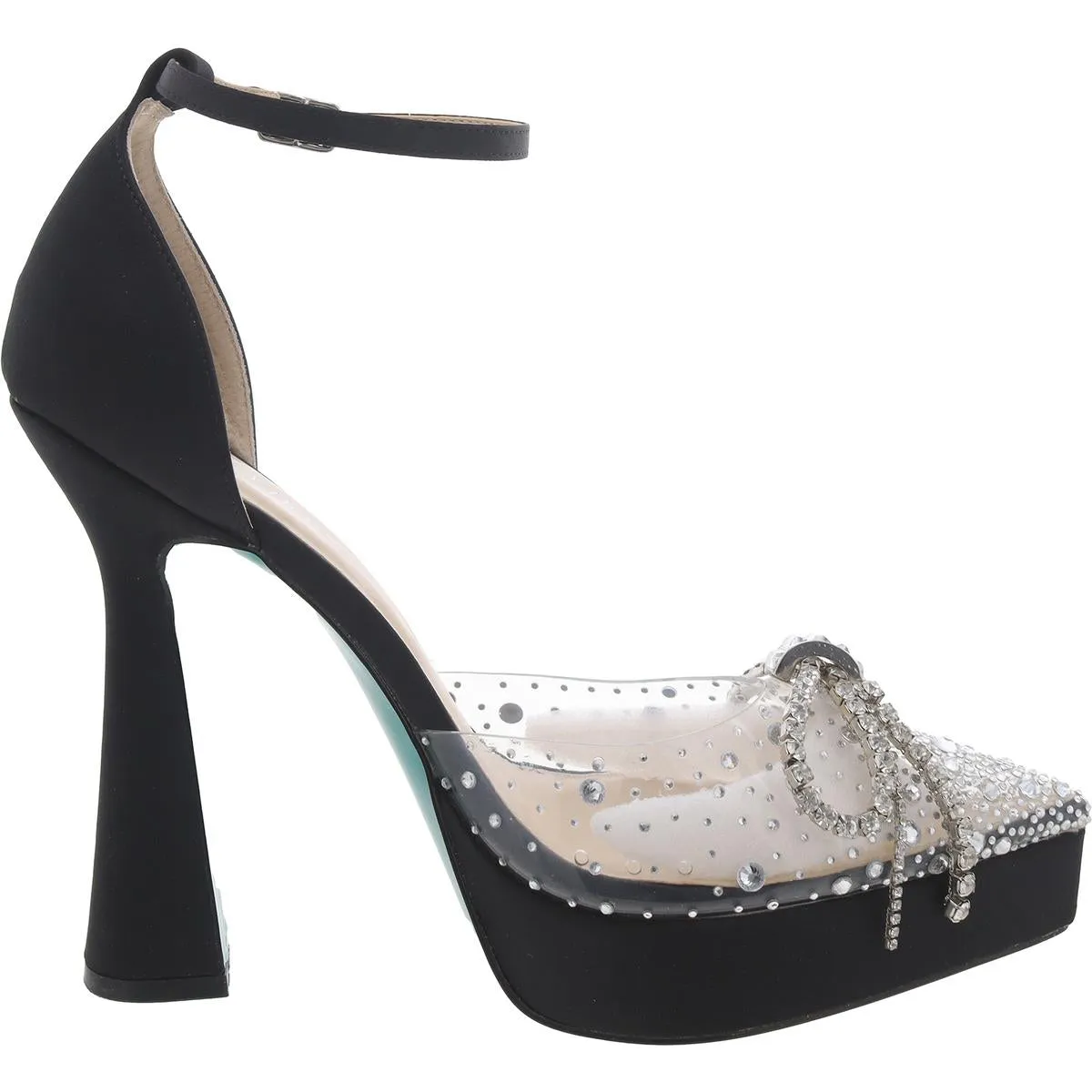 Womens Satin Embellished Platform Heels