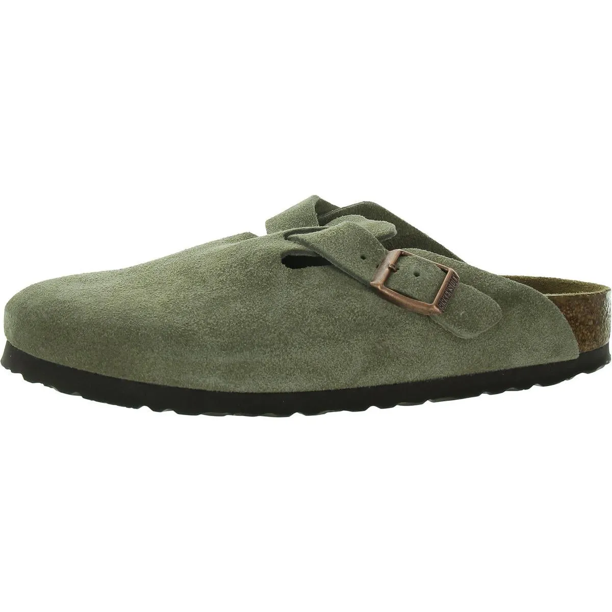 Womens Suede Shearling Lined Slide Sandals
