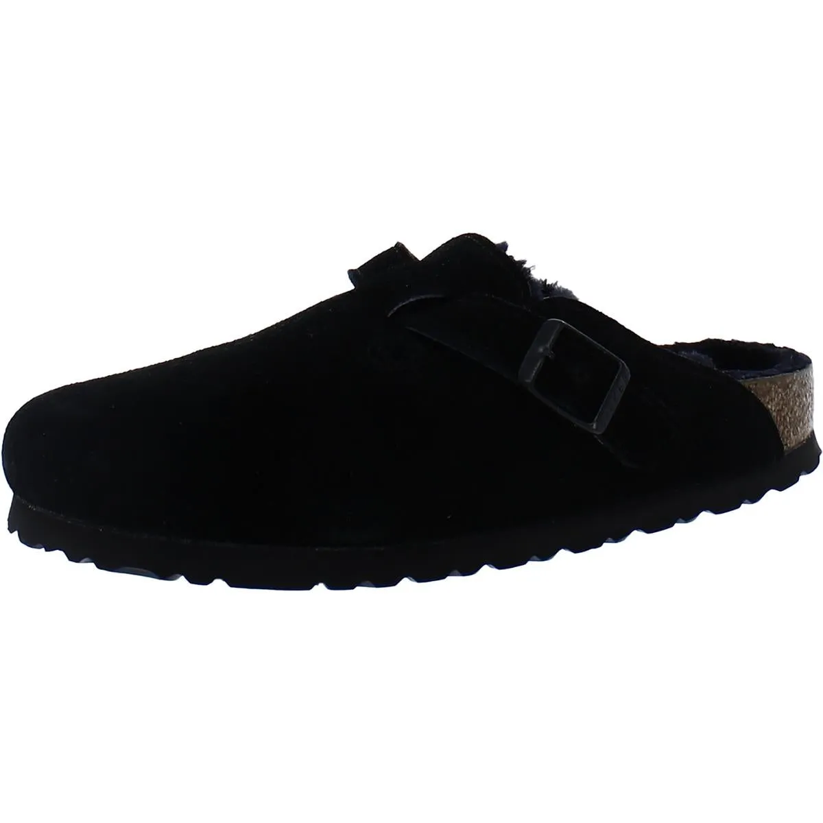Womens Suede Shearling Lined Slide Sandals