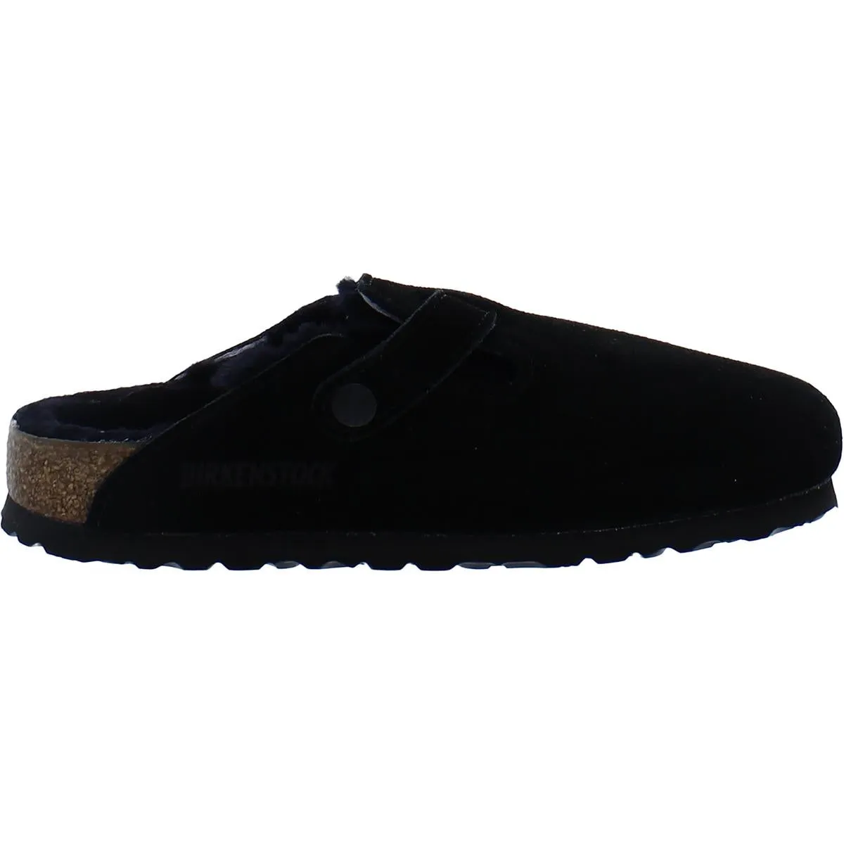 Womens Suede Shearling Lined Slide Sandals
