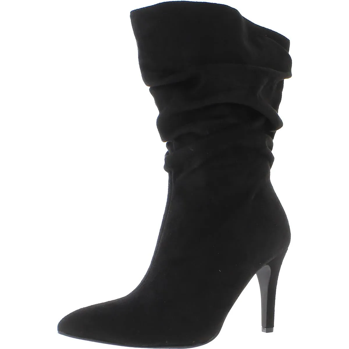 Womens Zipper Ruched Mid-Calf Boots
