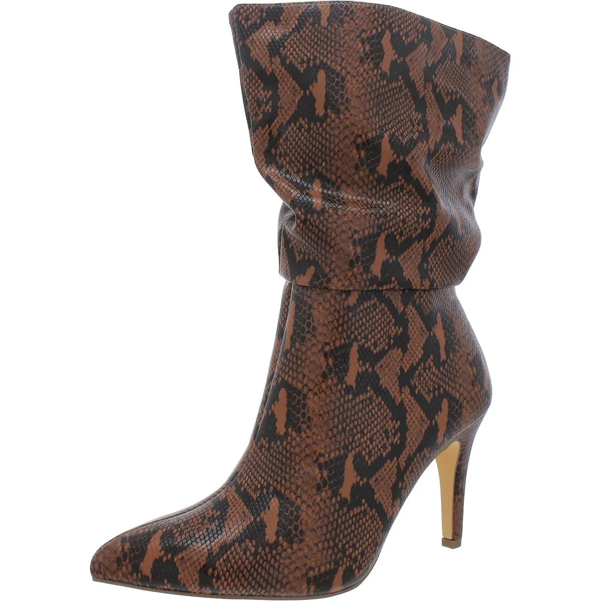 Womens Zipper Ruched Mid-Calf Boots