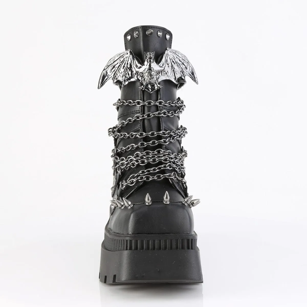 WRATH-55 Black Vegan Leather Ankle Boots