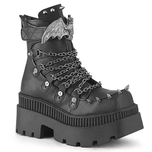 WRATH-55 Black Vegan Leather Ankle Boots