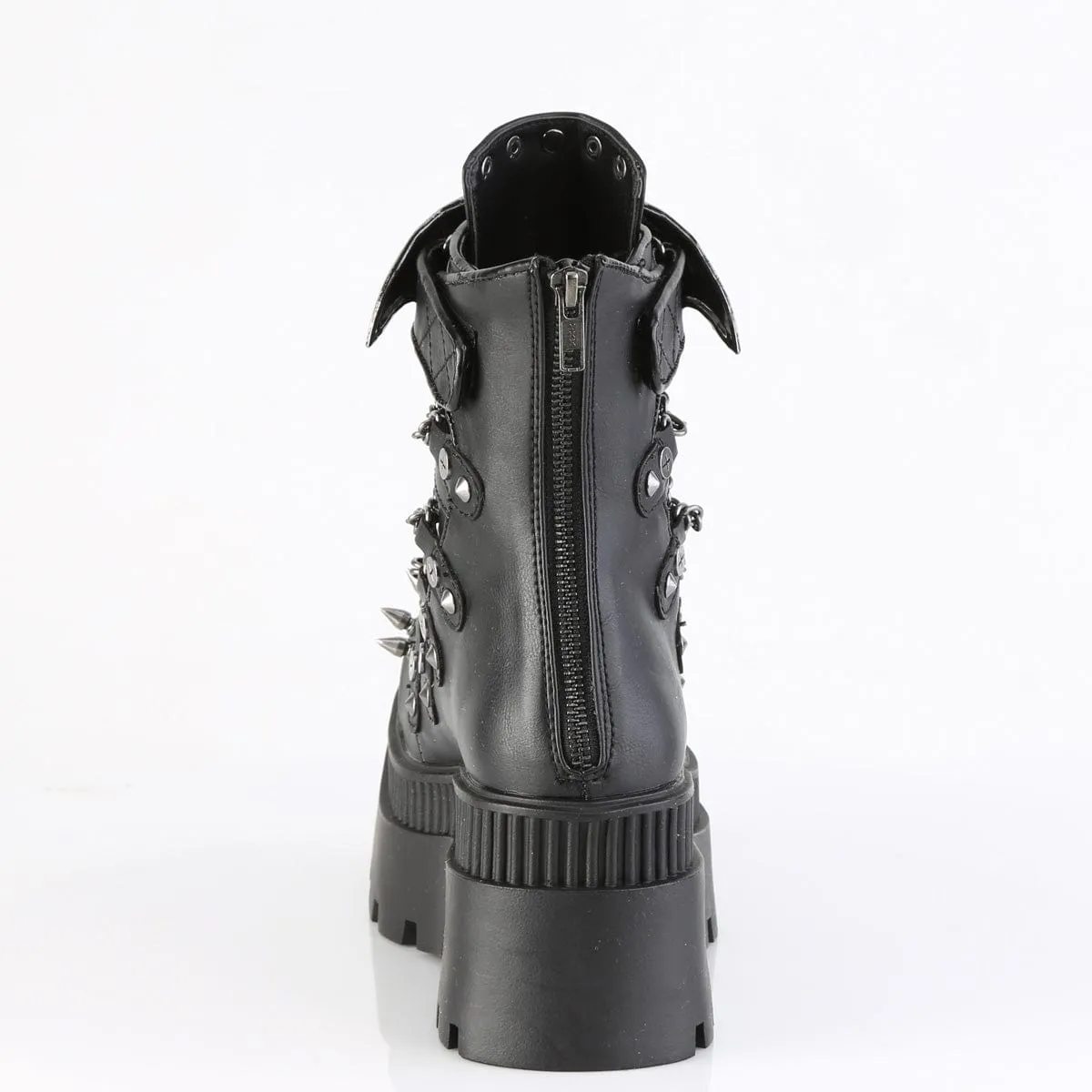 WRATH-55 Black Vegan Leather Ankle Boots